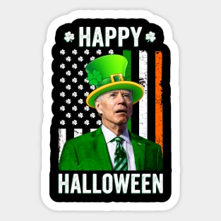 Funny Joe Biden Irish American Flag Happy Halloween Sticker